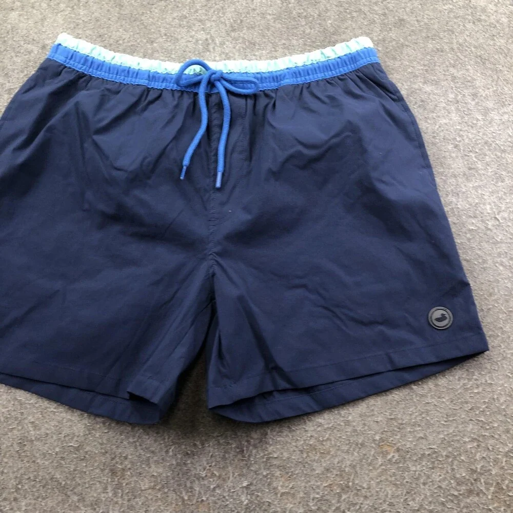 Southern Marsh Swim Trunks Mens Medium Blue Elastic Waist Drawstring Lined